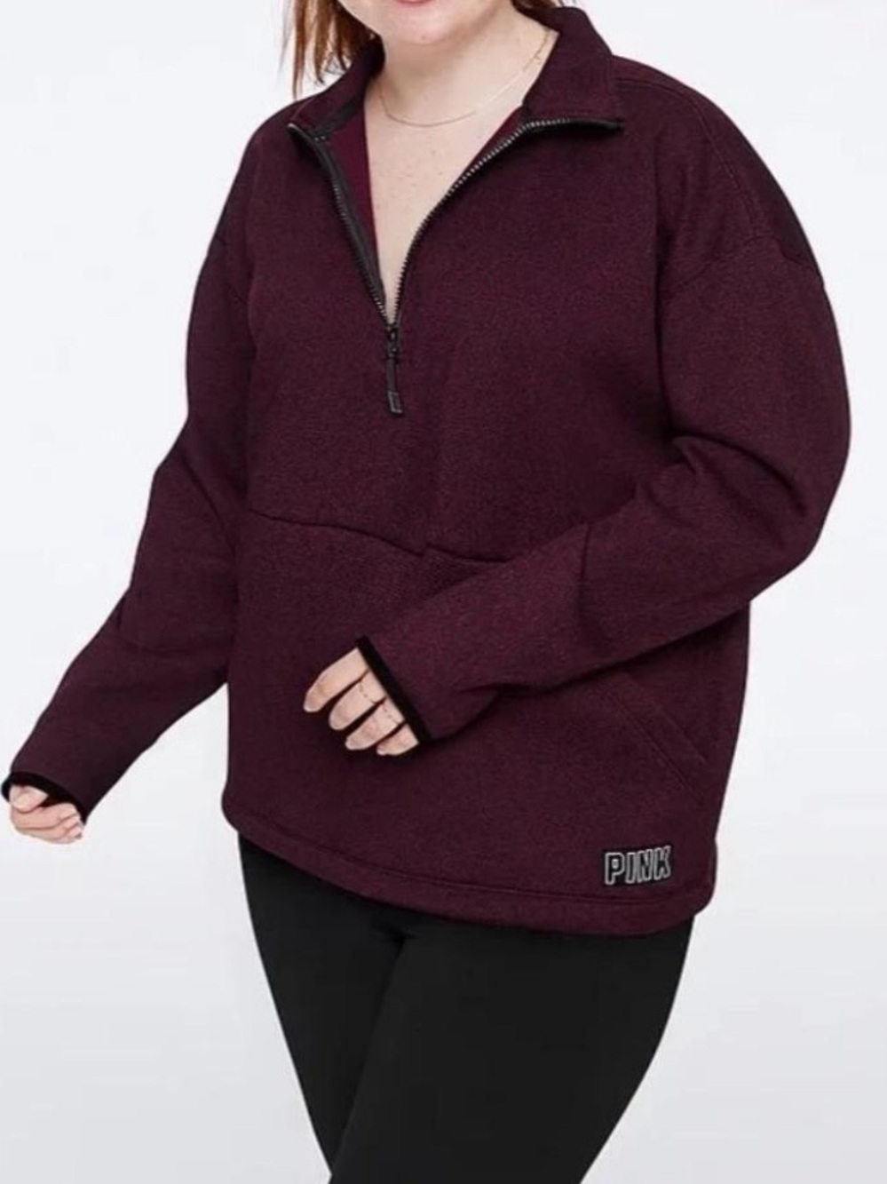 Victoria's Secret PINK Marled Plum Quarter-Zip Pullover